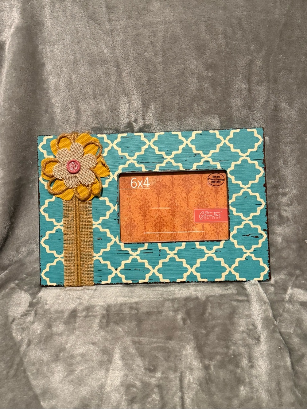 Green Tree Gallery Turquoise 4x6 Rustic Floral Picture Frame